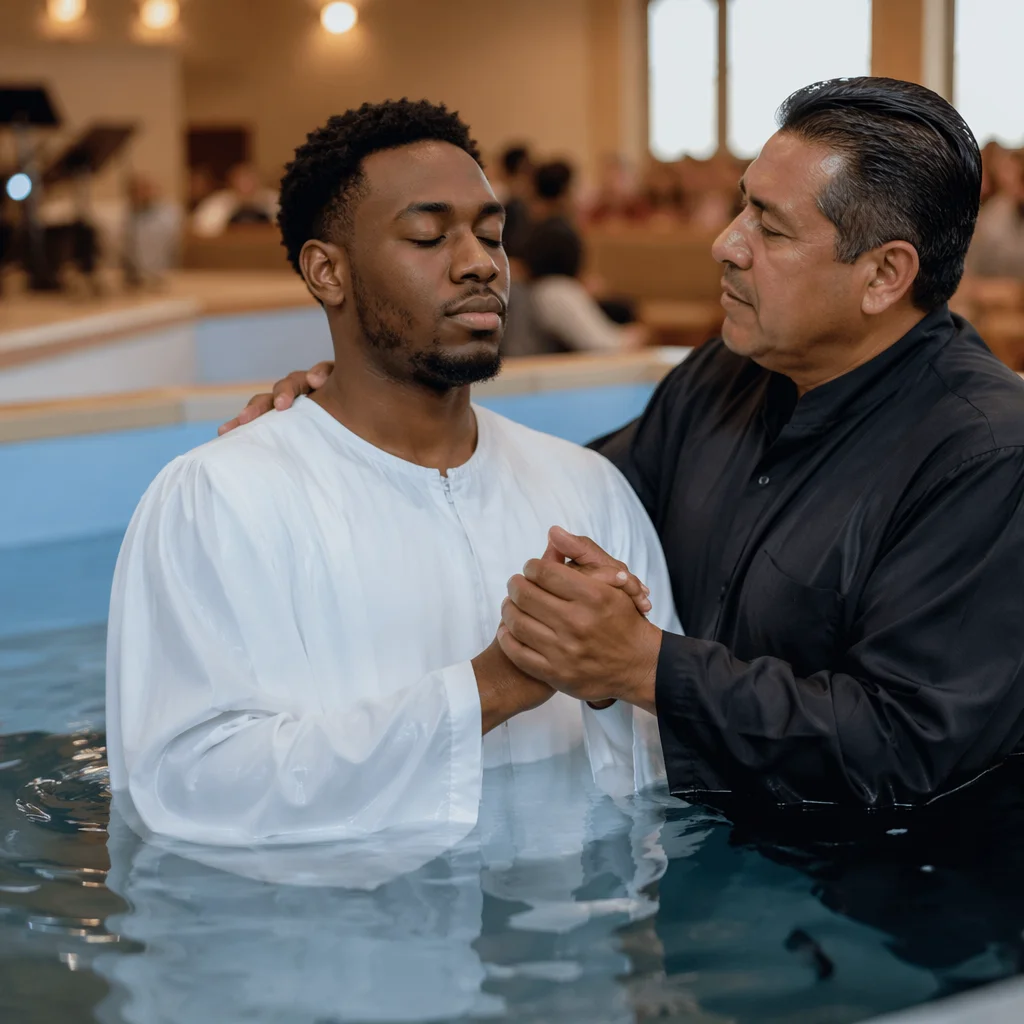 Adult Baptism in Indoor Church Pool