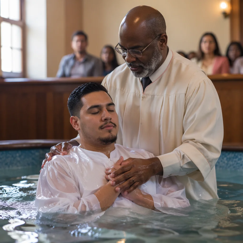 Adult Baptism in Indoor Church Pool
