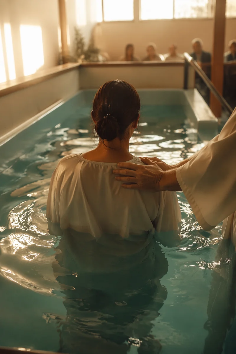 Adult Baptism Immersion in Church Pool