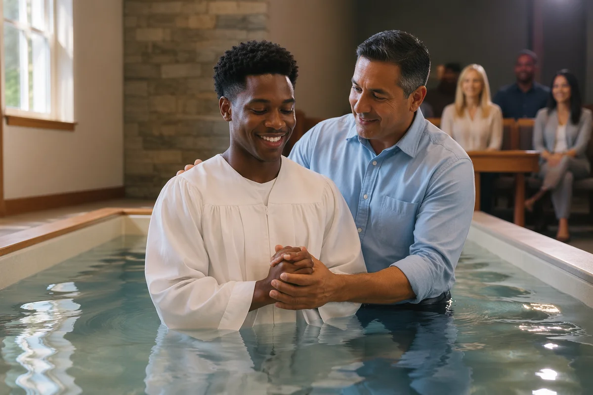 Adult Baptism in Indoor Church Pool