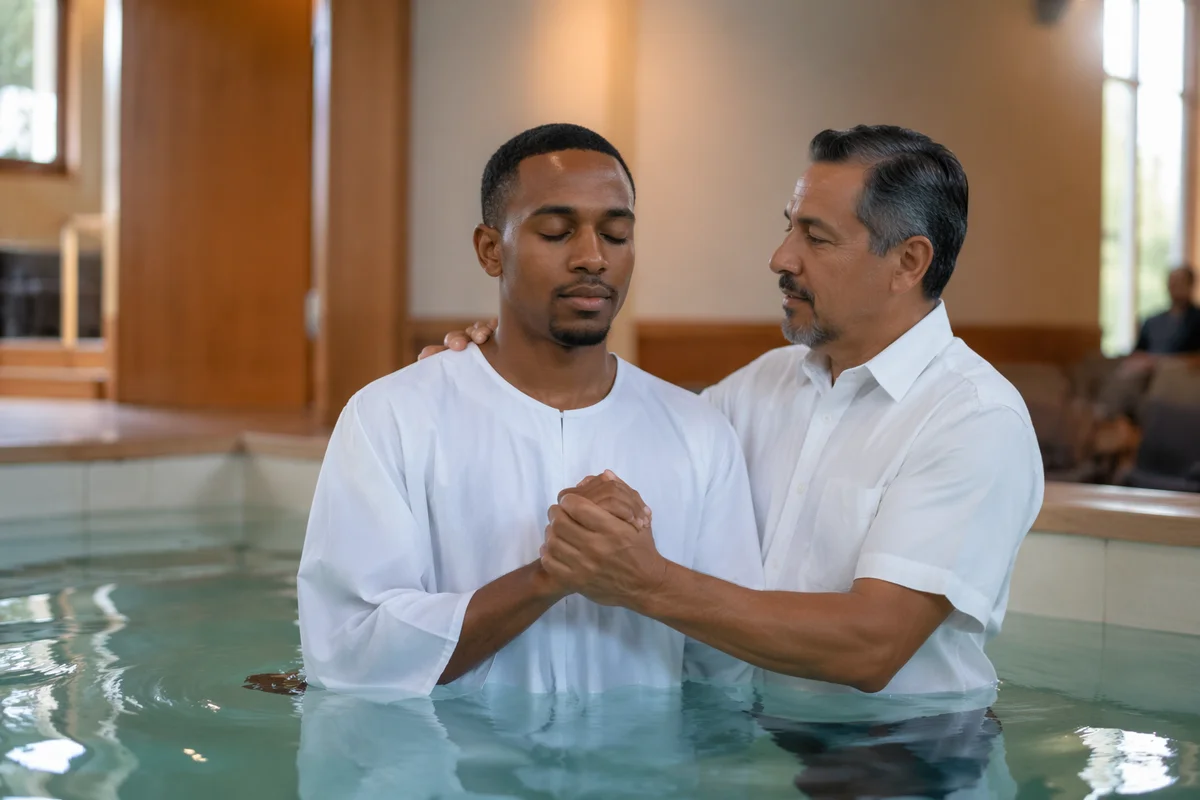 Adult Baptism in Indoor Church Pool