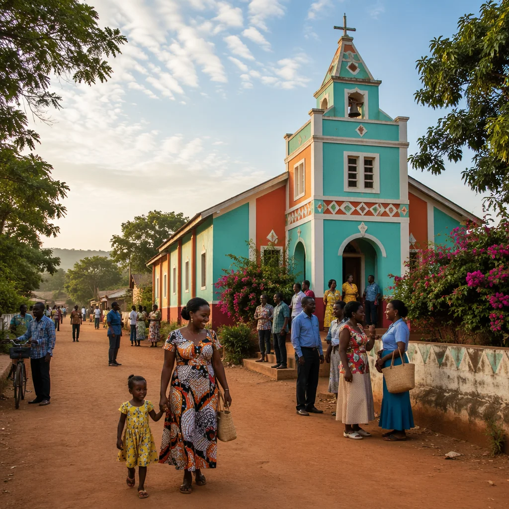 Colorful African Church in Village Community