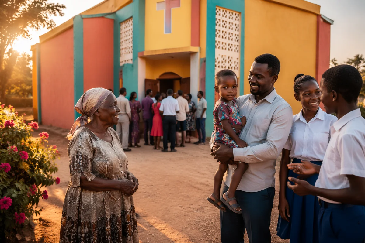 Colorful African Church at Golden Hour