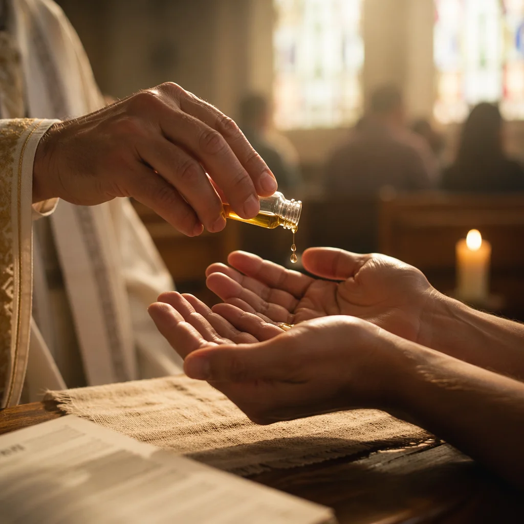 Pastor Anointing Hands in Prayer