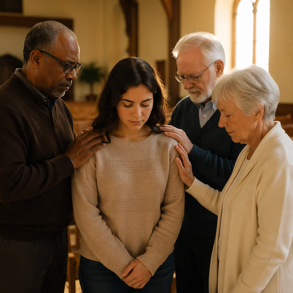 Elders Praying Over Young Woman