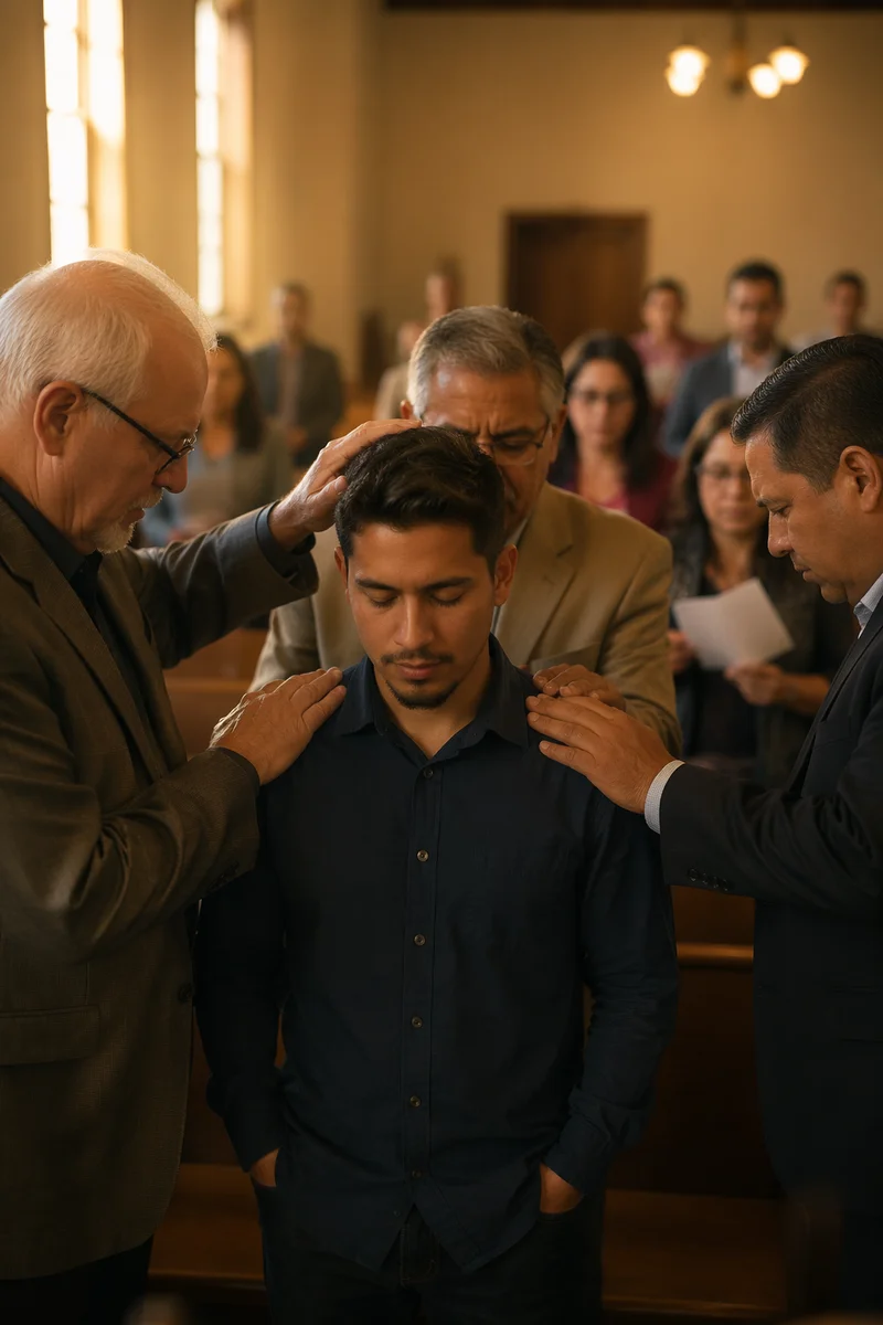 Elders Laying Hands in Church Prayer