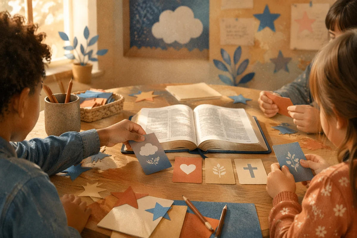 Kids Bible Verse Memorization Classroom Scene