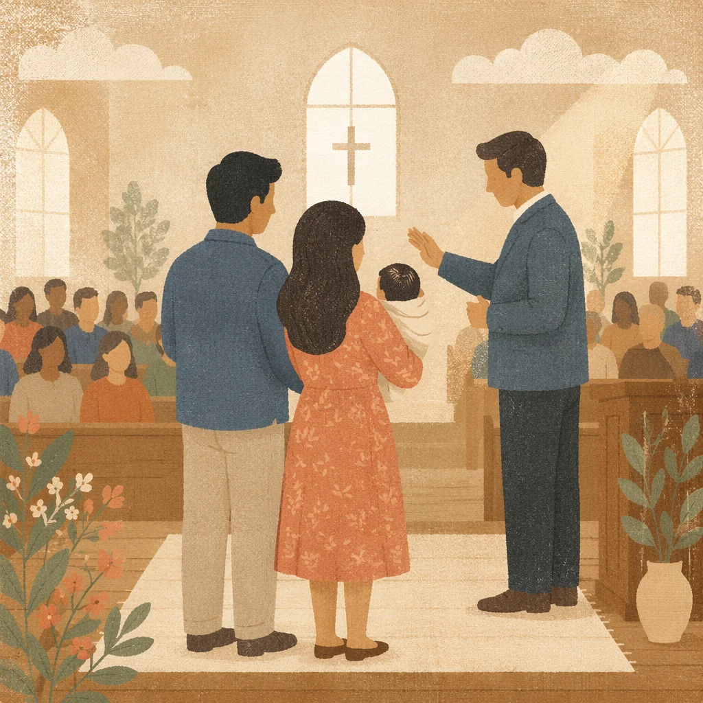Baby Dedication Blessing in Church Sanctuary