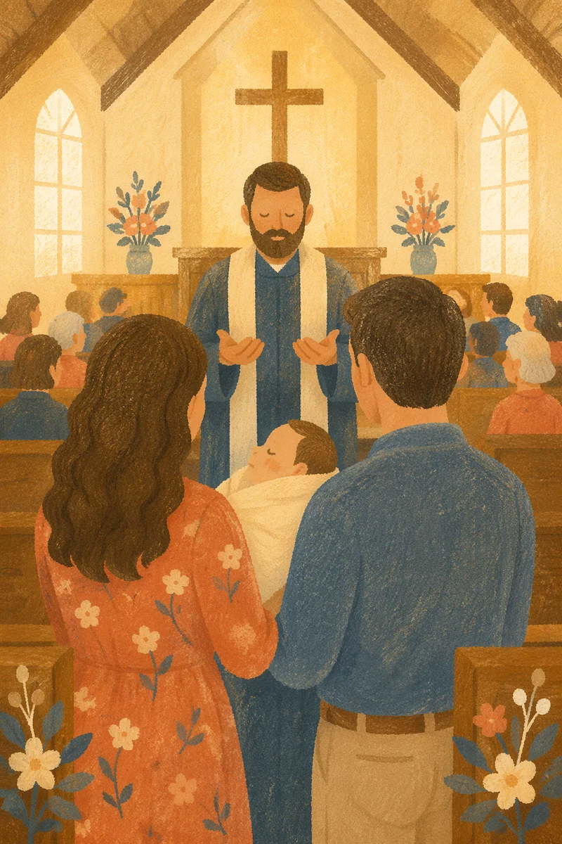 Baby Dedication Blessing in Church Sanctuary