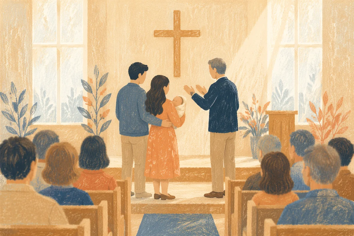 Baby Dedication Blessing in Contemporary Church