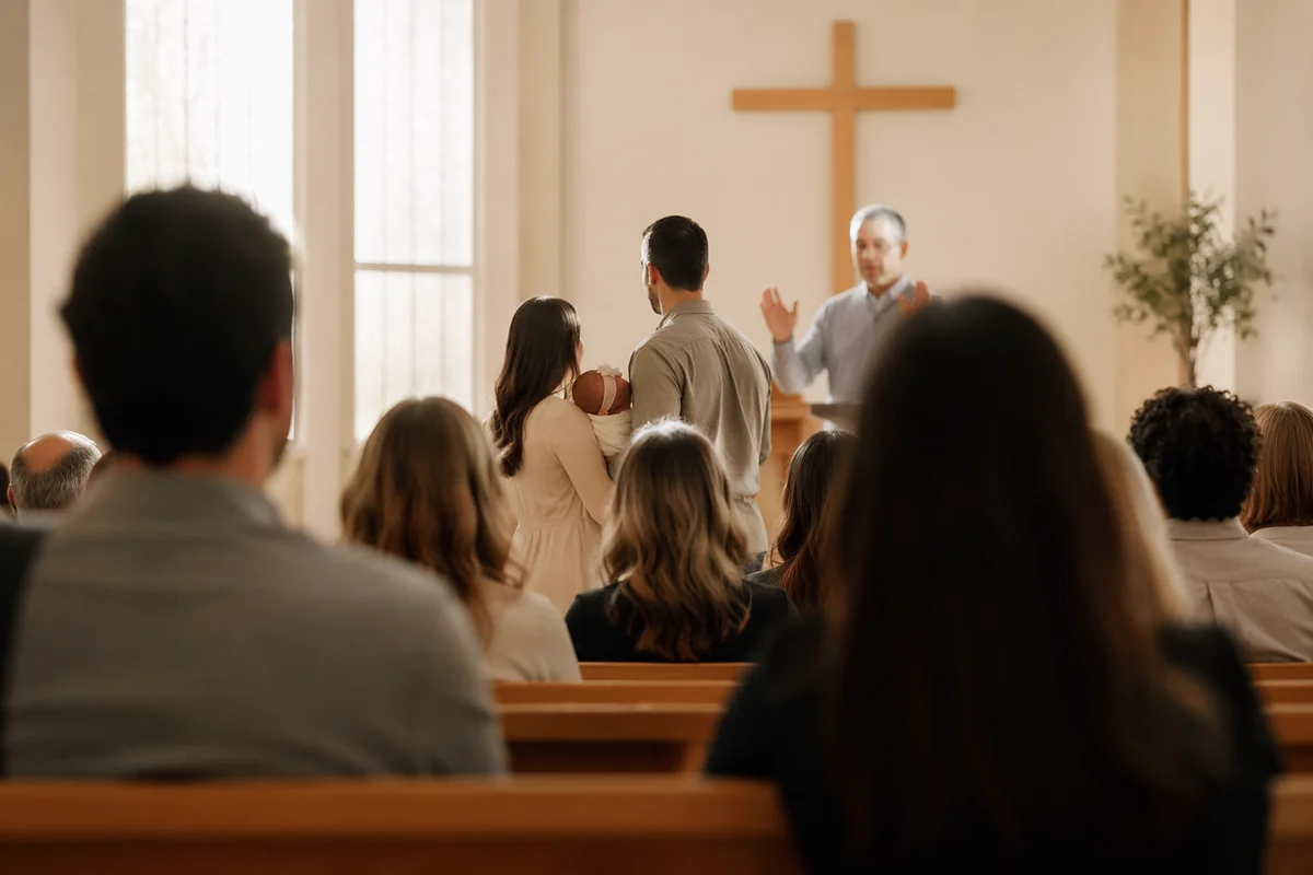 Baby Dedication Blessing in Contemporary Church