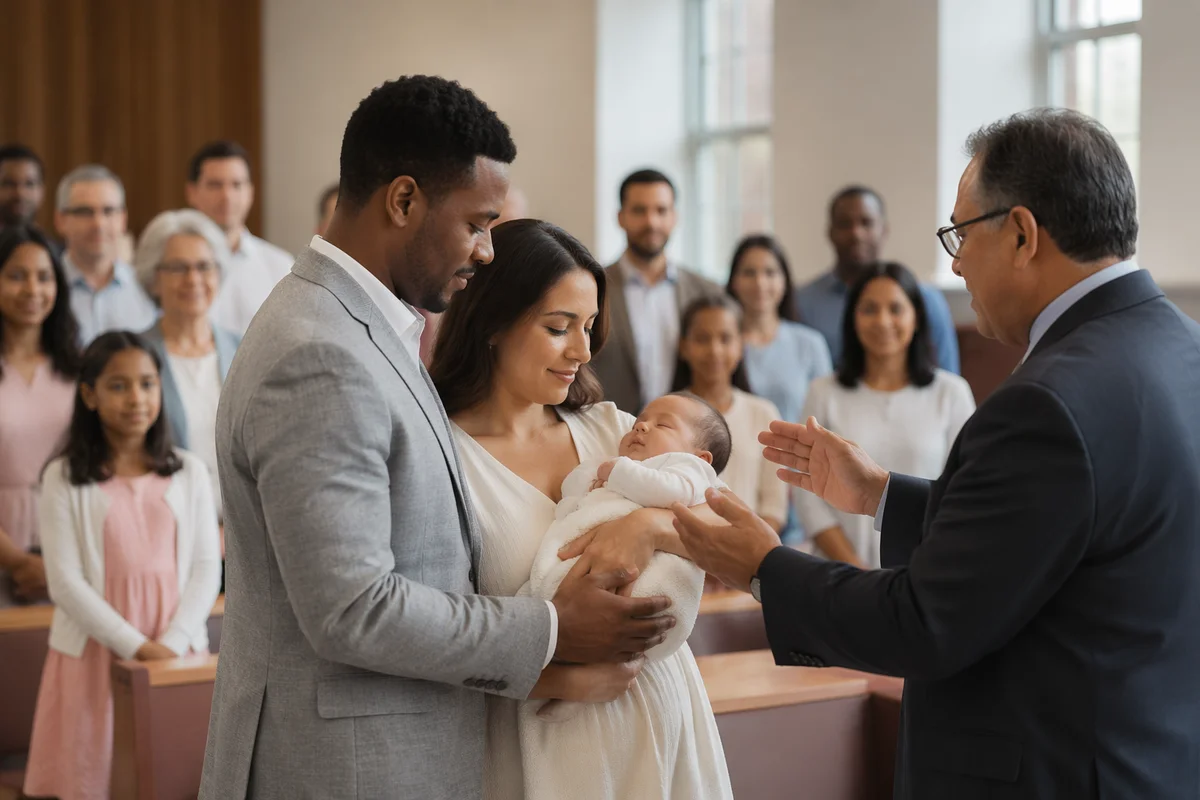 Baby Dedication in Bright Church Sanctuary