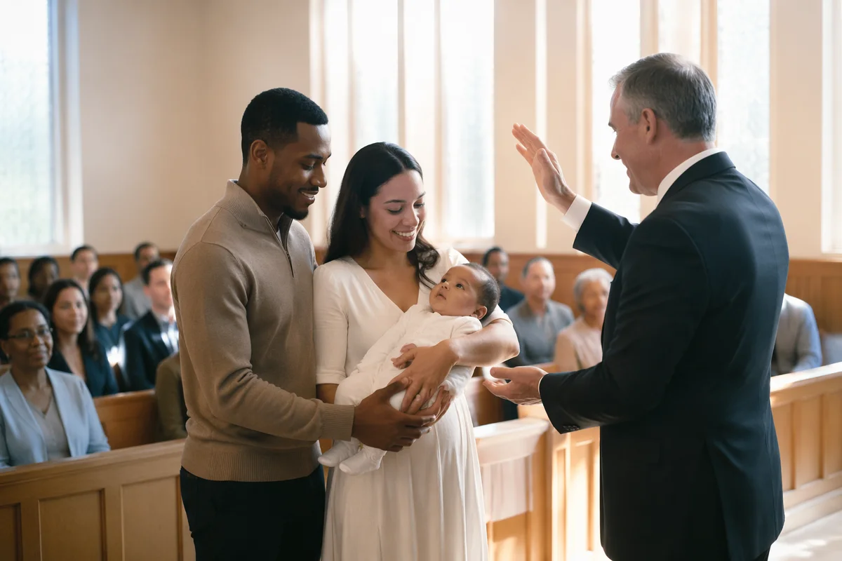 Infant Dedication in Bright Church Sanctuary