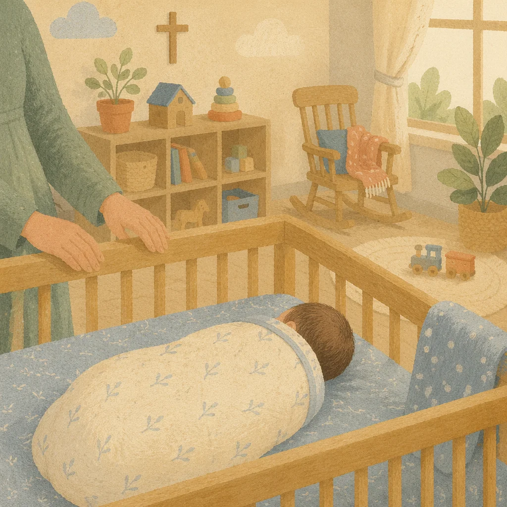 Peaceful Church Nursery Baby in Crib