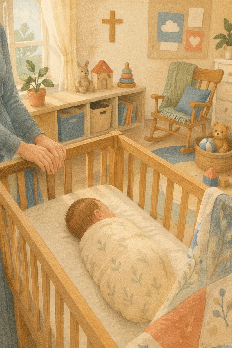 Peaceful Church Nursery Baby in Crib