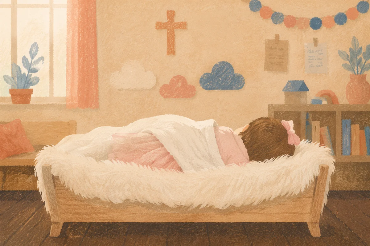 Peaceful Infant in Church Nursery Crib
