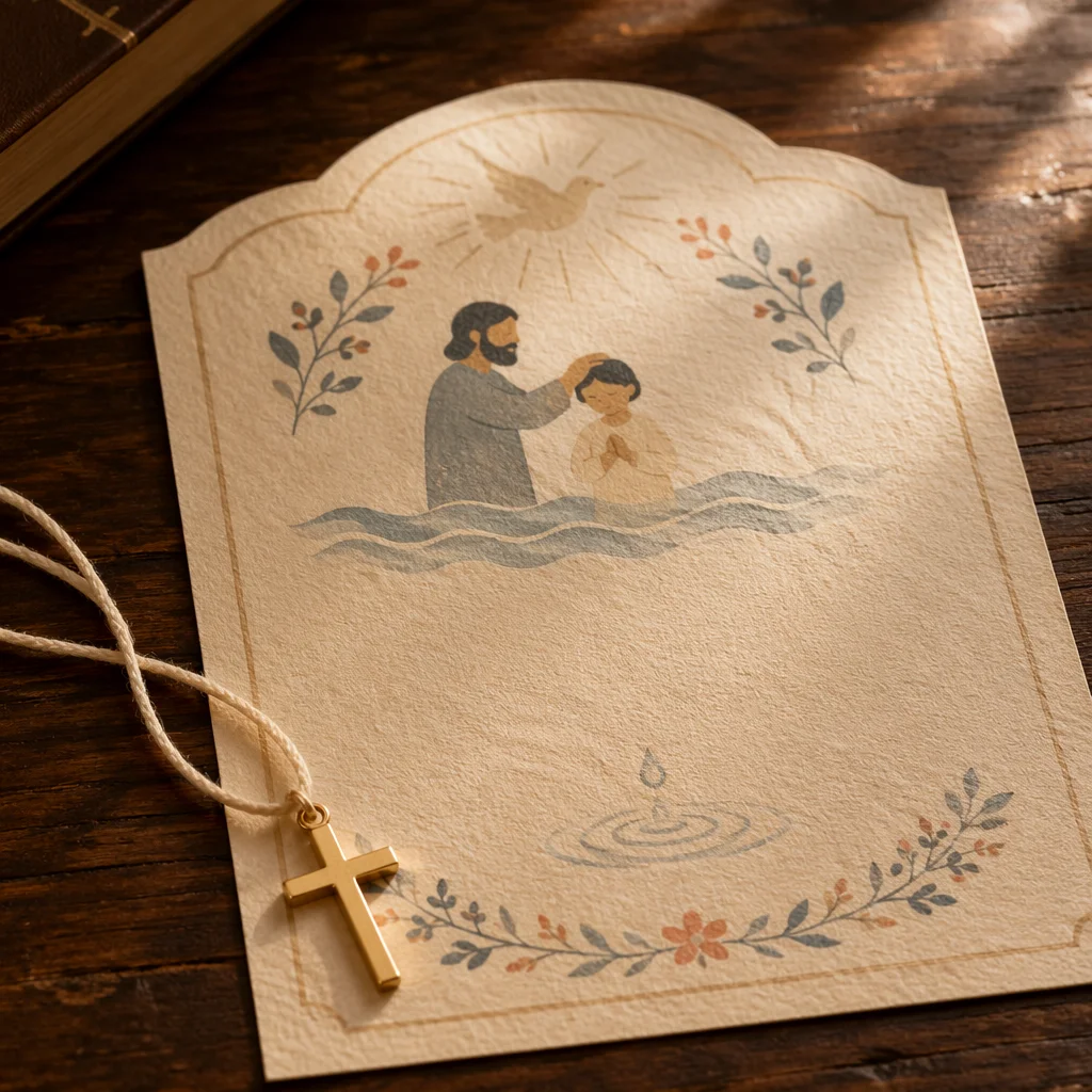 Baptism Certificate with Cross and Water Symbol