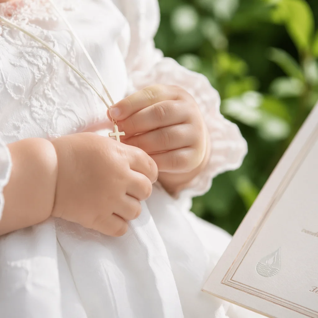 Infant Baptism Hands with Cross Pendant