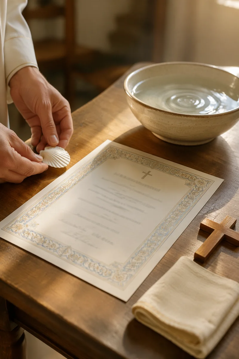 Baptism Certificate with Cross and Water