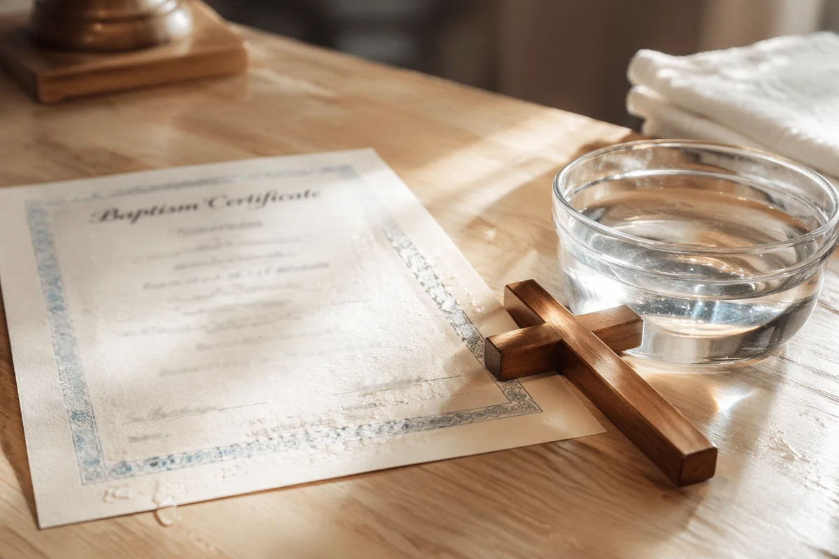 Baptism Certificate with Cross and Water