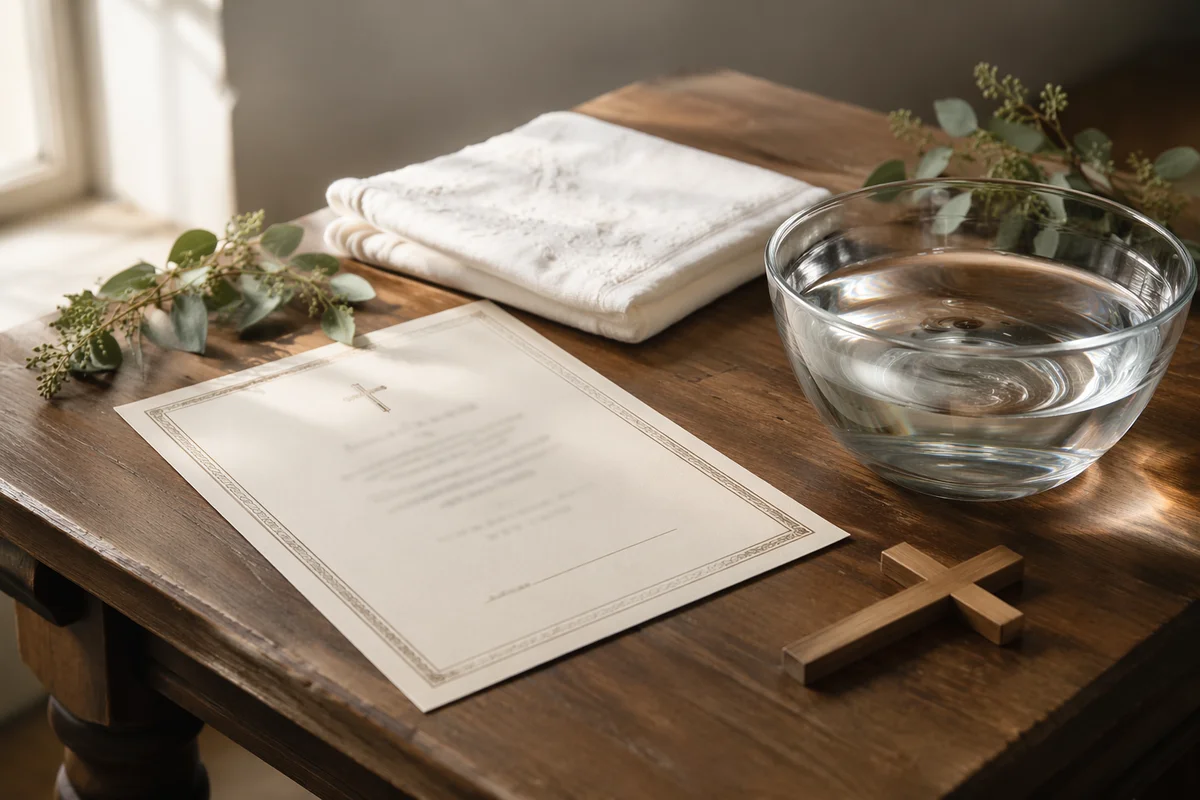 Baptism Certificate with Cross and Water