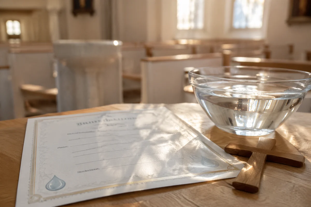 Baptism Certificate with Cross and Water
