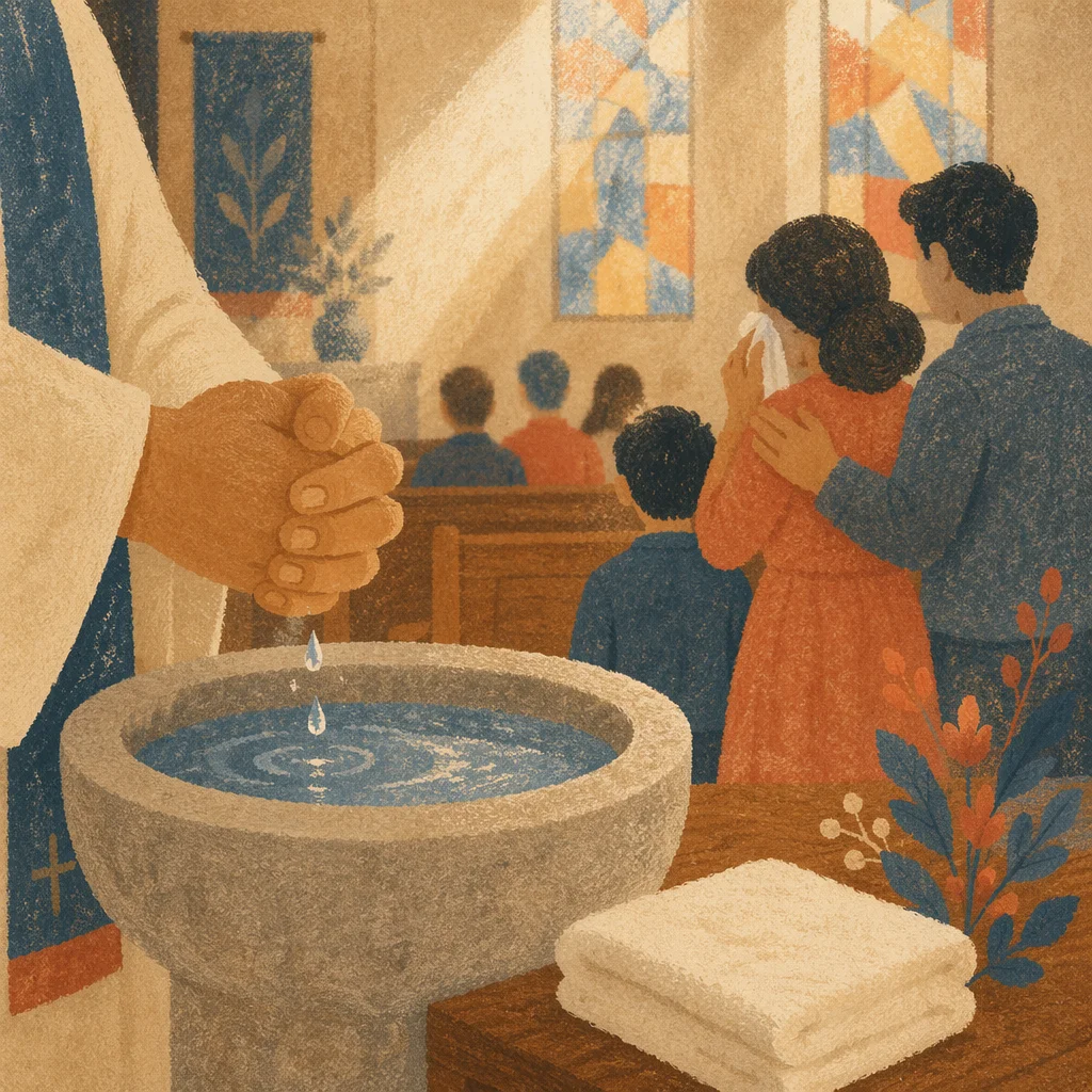 Joyful Baptism Family Moment in Church