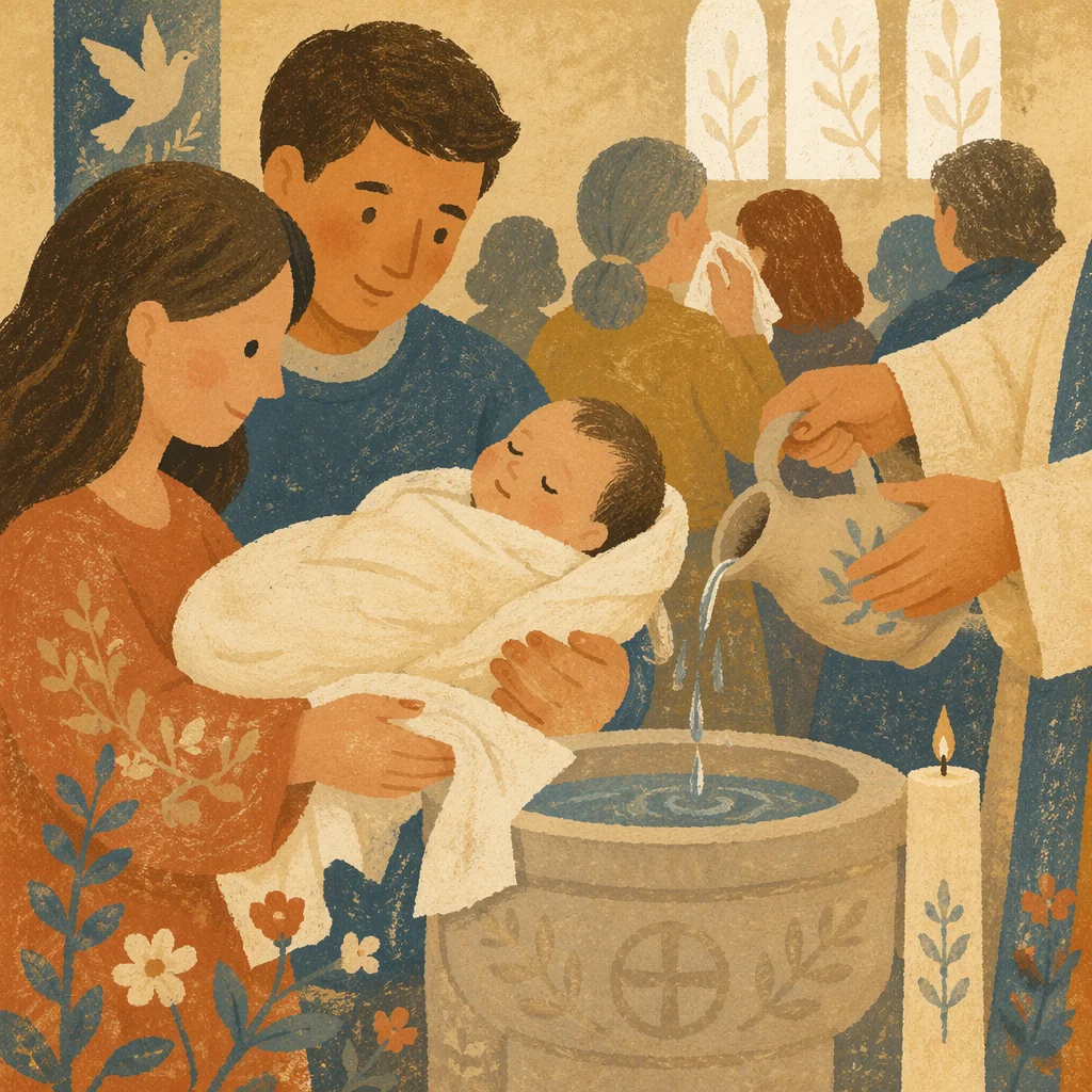 Tender Family Baptism Celebration in Sanctuary