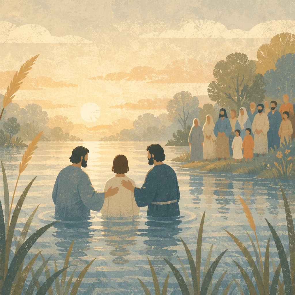 Peaceful Sunrise River Baptism Ceremony