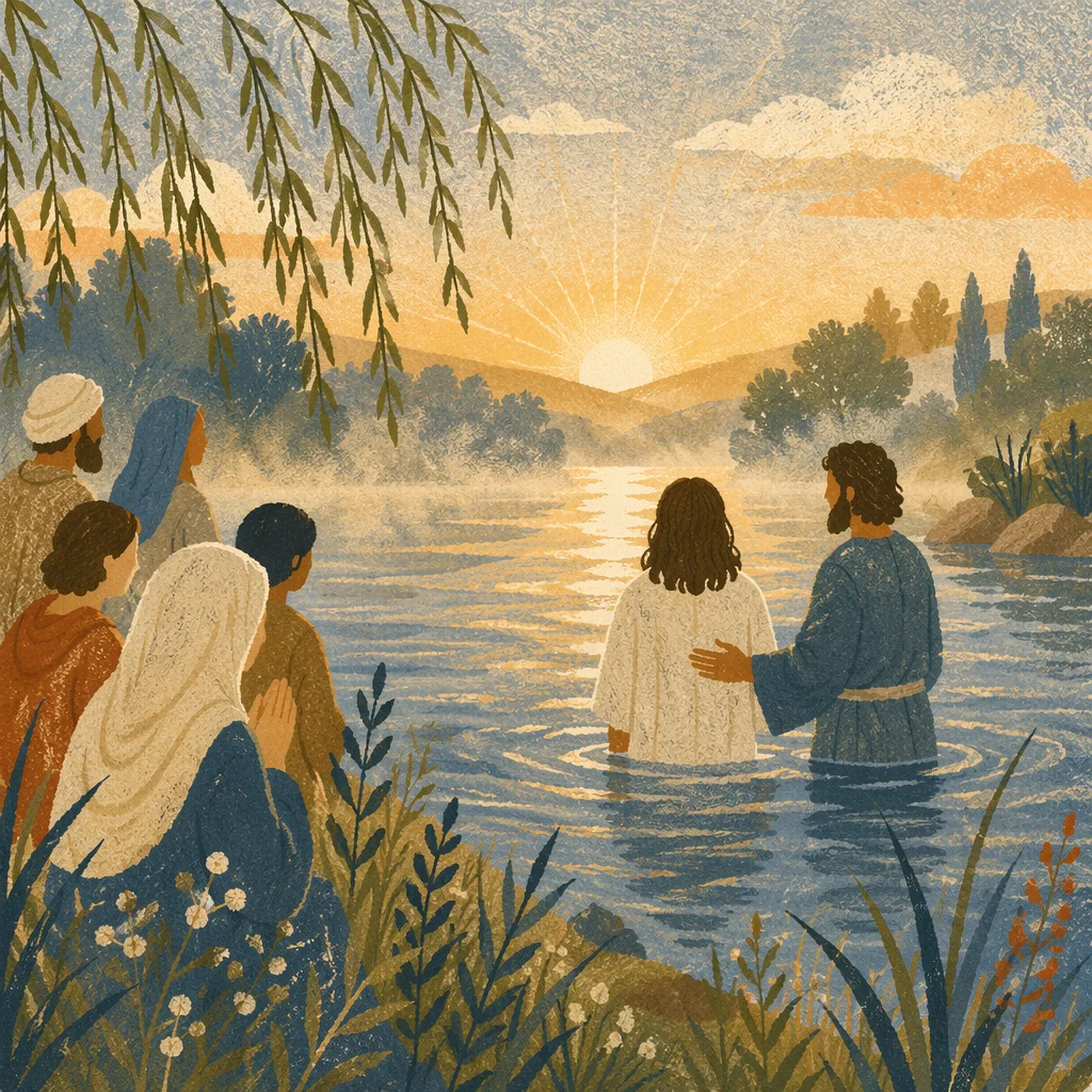 Peaceful Outdoor River Baptism at Sunrise