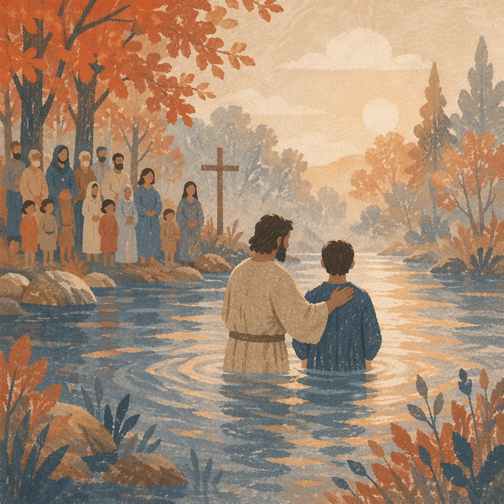 Peaceful Outdoor River Baptism at Sunrise