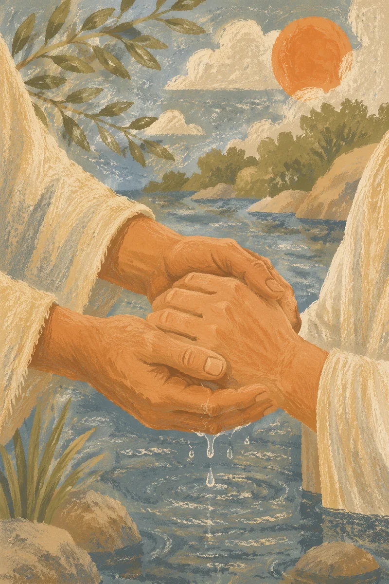 Peaceful Outdoor River Baptism Hands