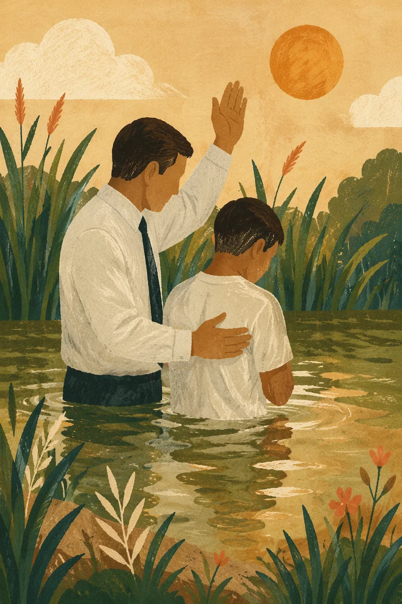 Peaceful Outdoor River Baptism Ceremony