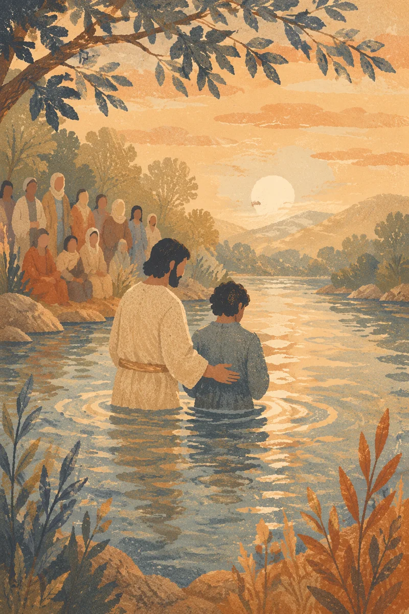 Peaceful Outdoor River Baptism at Sunrise