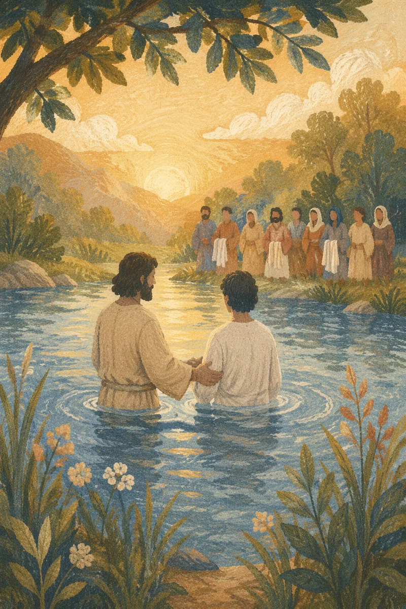 Peaceful Outdoor River Baptism at Sunrise