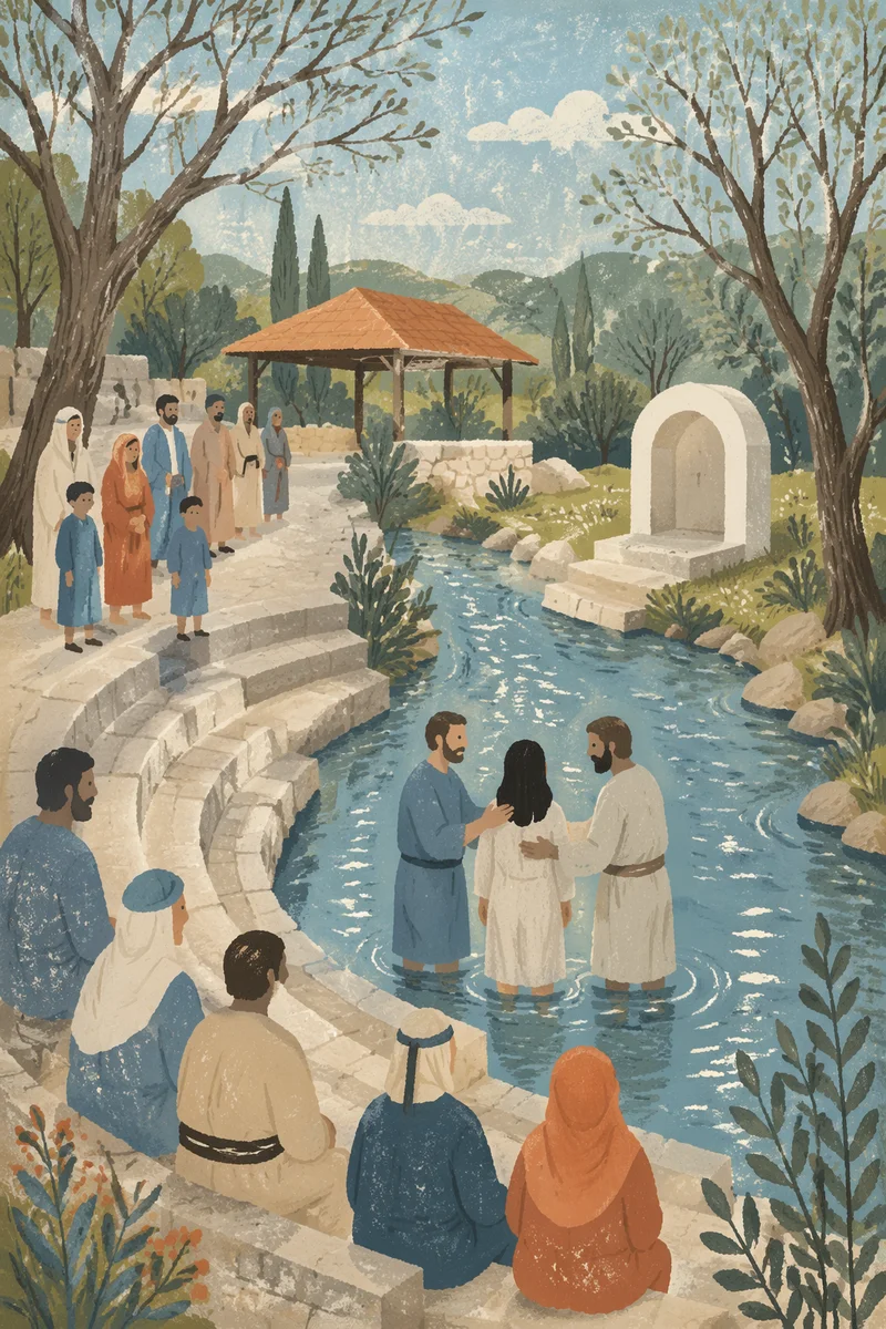 Outdoor River Baptism in Rural Park