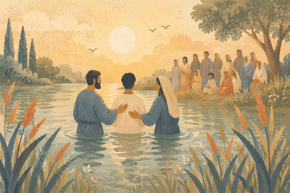 Peaceful Outdoor River Baptism at Sunrise
