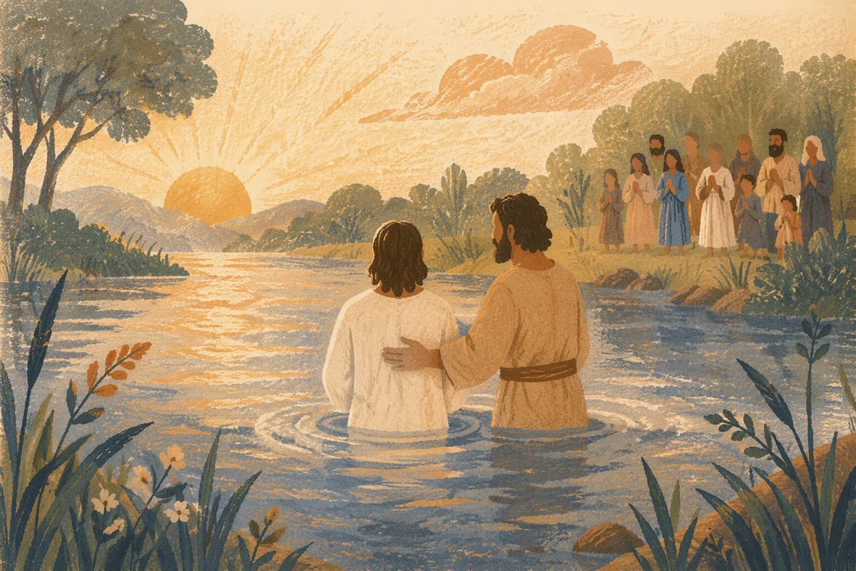 Peaceful Outdoor River Baptism at Sunrise