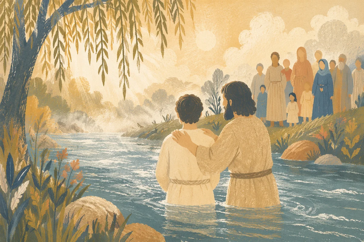Peaceful Outdoor River Baptism at Sunrise