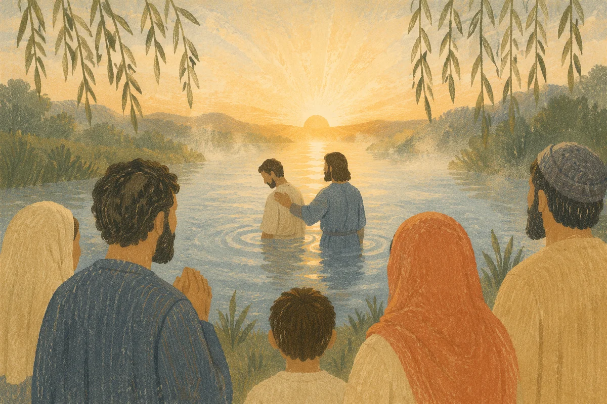 Peaceful Outdoor River Baptism at Sunrise