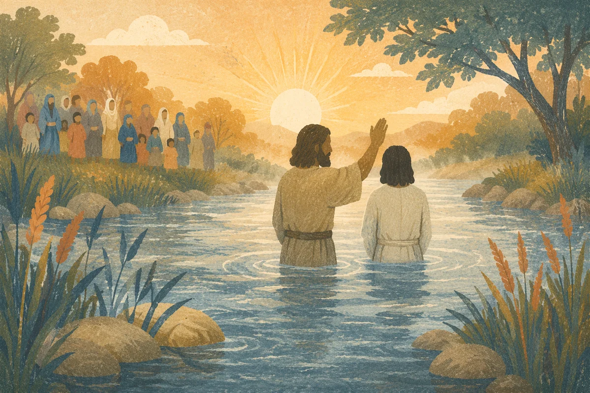 Outdoor River Baptism at Golden Sunrise