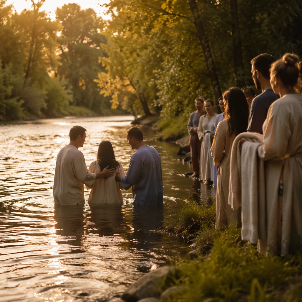 Peaceful River Baptism at Golden Hour