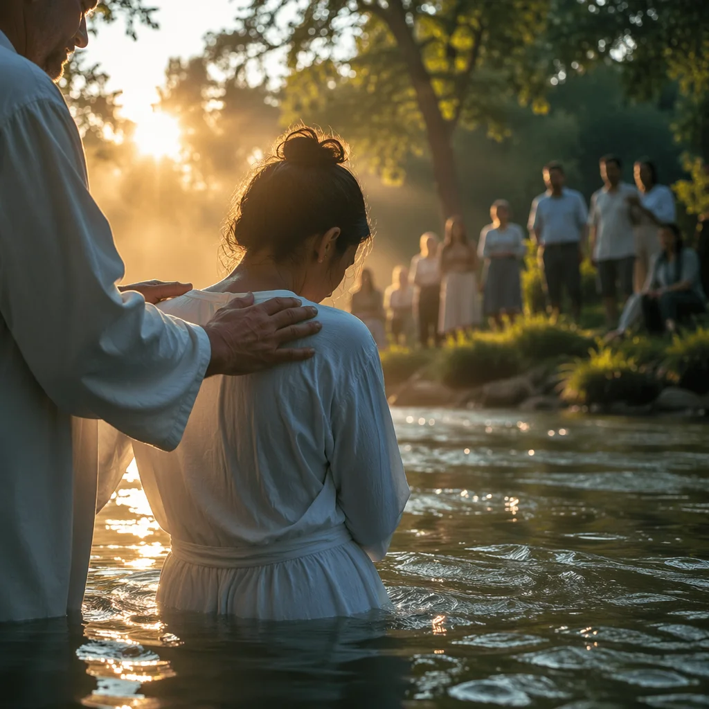 Misty Sunrise River Baptism Ceremony