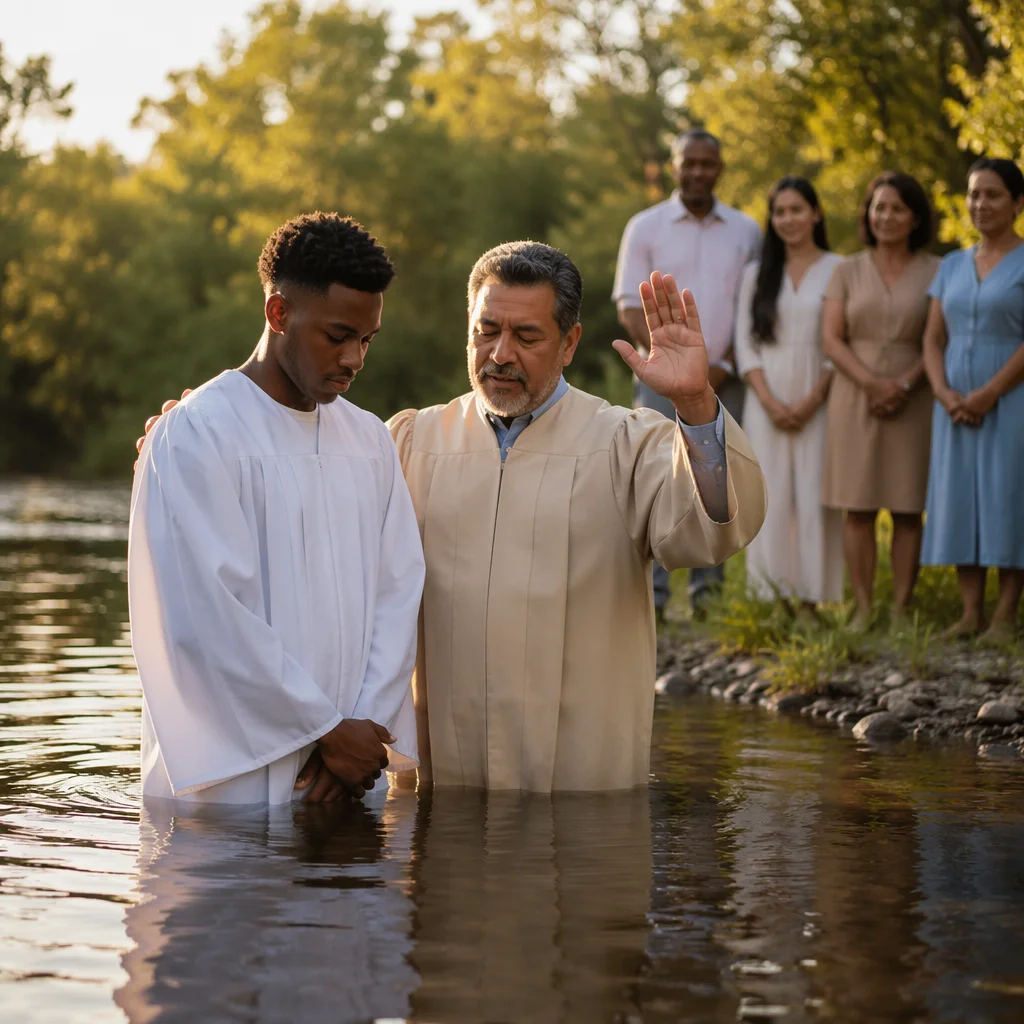 Outdoor River Baptism at Golden Hour