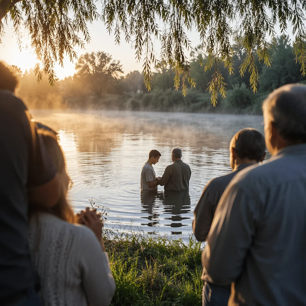 Outdoor River Baptism at Sunrise