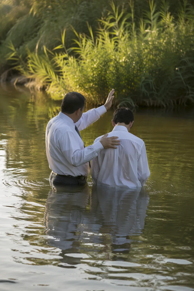 Peaceful Outdoor River Baptism Ceremony