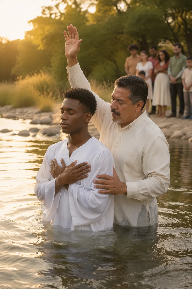 Outdoor River Baptism at Golden Hour