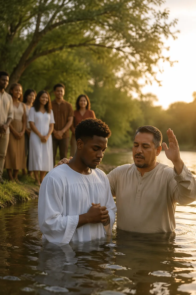 Outdoor River Baptism at Golden Hour