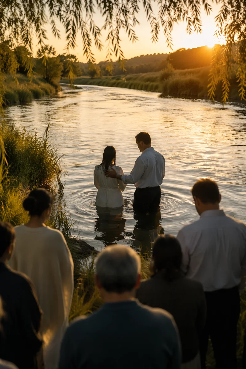 Golden Hour Outdoor River Baptism