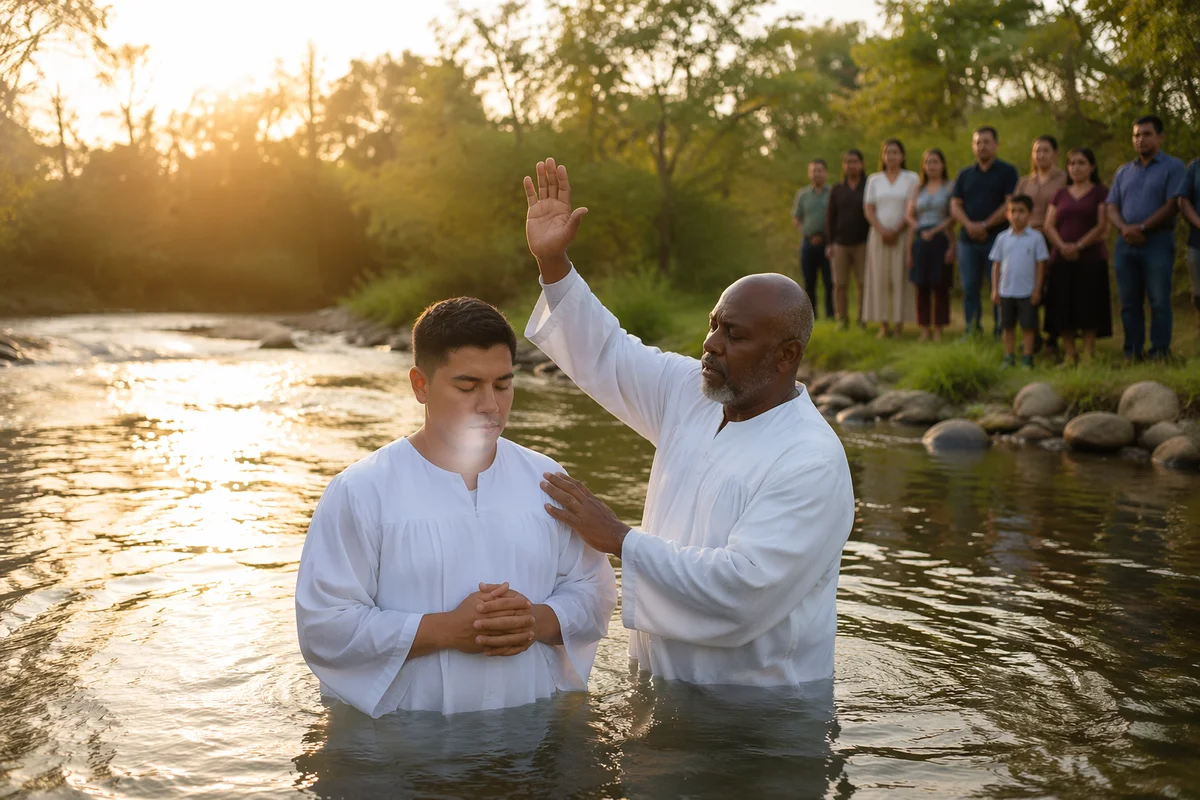 Outdoor River Baptism at Golden Hour